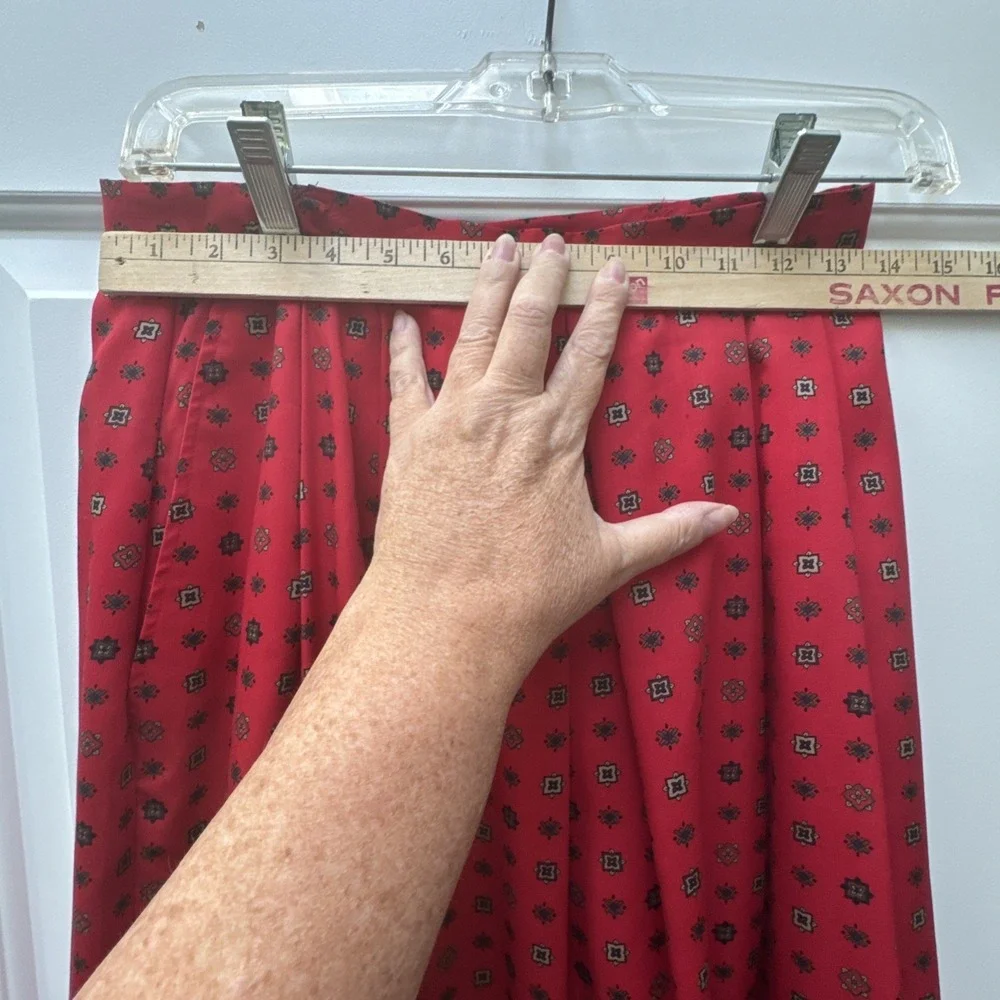 David Brooks Skirt Pleated Midi Red Women's 10/12 Pockets Belt Loops USA 80s VTG
